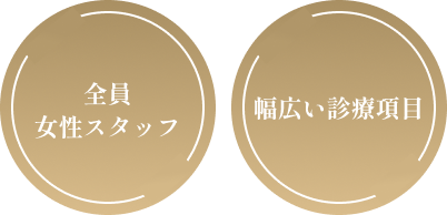 全員女性スタッフ、幅広い診療項目